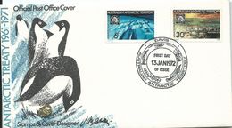 AAT Antarctic Treaty 1961 - 1971 .  - 4 FDC Davis 13/01/72, Mawson 27/12/71 Casey 17/01/72,  Macquarie 23/11/71 - FDC