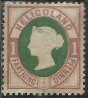 GERMANY GERMANIA GERMAN STATES 1875 HELIGOLAND QUEEN VICTORIA REGINA VITTORIA GREEN AND DEEP ROSE 1pf MH - Heligoland