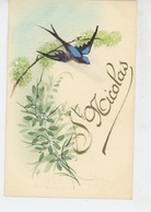 OISEAUX - Jolie Carte Fantaisie HIRONDELLE Et Fleurs "SAINT NICOLAS " - Saint-Nicolas