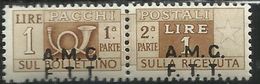 TRIESTE A 1947 1948 AMG-FTT SOPRASTAMPATO D'ITALIA ITALY OVERPRINTED PACCHI POSTALI LIRE 1 MNH VARIETY VARIETA' - Colis Postaux/concession