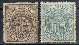 Dos Sellos Fiscal Postal, Timbre Movil 10 Y 25 Cts 1896 º - Steuermarken/Dienstmarken