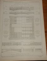 Plan De Planchers En Fer Double T. Planchers Incombustibles Avec Béton Pilonné Sur Des Voûtes En Briques. 1860 - Obras Públicas