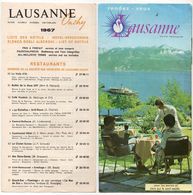 Lausanne 1967 Dépliant Touristique Carte Otto M. Muller + Liste Des Hôtels Restaurants Avec Plan - Suisse - Schweiz - Toeristische Brochures