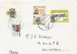 69131- TOURISM, CAR, MOTORBIKE, ALASKAN MALAMUTE DOG, STAMPS ON COVER, 1994, SAN MARINO - Lettres & Documents
