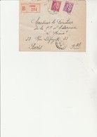 LETTRE RECOMMANDEE  AFFRANCHIE N°281 + N° 289 CAD - CANNES -ALPES MARITIMES - 1937 - 1921-1960: Moderne