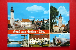 Erding - Obb. - Schwimmbad - Flugzeug - Schöner Turm - Altbayerische Herzogstadt - AK Ngl.- Bayern - Erding