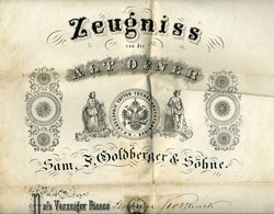 67482 ÓBUDA 1855. Goldberger Textilgyár, Dekoratív , Fametszetes Munkáltatói Igazolás Koszanek István Nyitra Megyei Munk - Non Classés