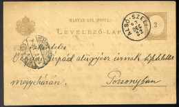 HUNGARY SLOVAKIA  ALSÓSZELI / Dolné Saliby 1893. Díjjegyes Lap, Szép Bélyegzéssel - Used Stamps