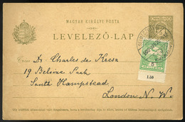 89399 SELMECBÁNYA 1906. Kiegészített Díjjegyes Levlap Londonba Küldve Dr. Kresz Károlynak (  Közgazdász, Közgazdasági ír - Used Stamps