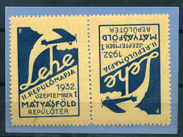 89464 AVIATIKA  1932 Lehe II. Repülőnap Fordított Pár Levélzáró - Unused Stamps