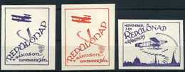 89471 AVIATIKA  1920. Repülőnap  Rákoson, 3db Levélzáró , Ritka! - Unused Stamps