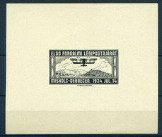 89466 AVIATIKA  1934 Miskolc-Debrecen Légiposta Emlékív Egyképes Fekete Nyomat! R! - Unused Stamps