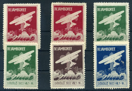 HUNGARY SCOUT  AVIATIKA  1933 IV. Jamboree; Gödöllő 6 Db Cserkész Levélzáró - Unused Stamps