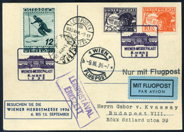 89434 AUSZTRIA 1936.Első Páros Vontató Repülés Légi Levlap Budapestre Küldve / AUSTRIA 1936.  Special Flight Airmail Car - Autres & Non Classés