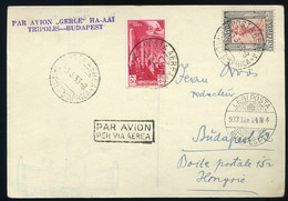 LIBYA  Mediterranean Round Flight Postcard TRIPOLI - BUDAPEST RR! - Libya