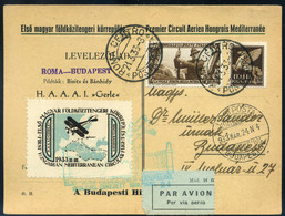 89436 OLASZORSZÁG 1933 Gerle Földközi-tengeri Repülés Levelezőlap / Mediterranean Round Flight Postcard ROMA-BUDAPEST - Luchtpost