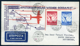 89501 BUDAPEST 1936. Első Repülés, Dekoratív  Légi Levél Hollandiába Küldve - Lettres & Documents