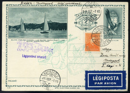 89459 SIÓFOK 1936. Siófok-Budapest Alkalmi Légi Levlap, Városképes, Balaton Díjjegyes Levlapon! - Used Stamps