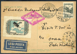 89456 1933 Gerle Földközi Tengeri Körrepülés Levelezőlap Oran-ba, Algériába Küldve / Mediterranean Round Flight Postcard - Oblitérés