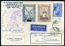 89528 MISKOLC 1936. Alkalmi Légi Levlap, Levélzárókkal Budapesten Keresztül Svédországba  Küldve, Ritka! - Used Stamps
