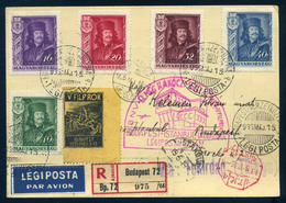 89494 1935. Ajánlott , Alkalmi Légi Levlap Rákóczi Sorral Rodostóba Küldve - Used Stamps