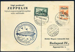 89433 1931. Zeppelin Magyarországi Körrepülése, Belföldi Levelezőlap - Used Stamps