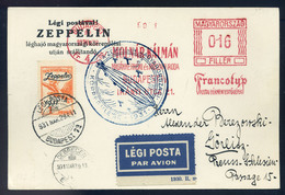 89443 1931. Zeppelin Magyarországi Körrepülése, Belföldi Francotyp ! Légi Levelezőlap - Used Stamps