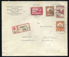 89531 BUDAPEST 1932. Dekoratív, Ajánlott, Négybélyeges Légi Levél Bécsbe Küldve - Used Stamps