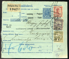 89423 BUDAPEST 1908. Csomagszállító, Céglyukasztásos Bélyegekkel Znióváraljára Küldve - Used Stamps