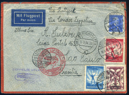 89503 1934. Szombathely, Zeppelin  Dél-amerikai útja, Dekoratív Légi Levél Brazíliába Küldve. Szép! - Used Stamps