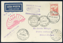 89435 1931, Zeppelin  Északsarki útja,(Polarfahrt) Dekoratív Légi Levlap Svájci érkezéssel! Ritka és Szép! - Used Stamps