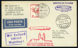 89507 1931. Zeppelin  Magdeburg Fahrt Dekoratív Légi Levlap , Szép! - Used Stamps