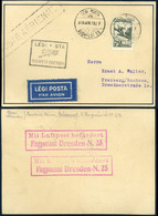 89548 BUDAPEST 1928. Dekoratív Légi Levlap Repülő 72f Budapest-Dresden Légi Irányító Bélyegzéssel - Used Stamps