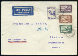 89529 BUDAPEST 1928. Légi Levél, Repülő Négybélyeges Bérmentesítéssel Svájcba Küldve - Used Stamps