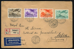 89538 BUDAPEST 1936. Ajánlott Légi Levél , Négybélyeges Repülő Bérmentesítéssel Bulgáriába Küldve - Used Stamps