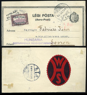 89704 BUDAPEST 1920. Légi Posta Előnyomott Címszalag Sopronba Küldve, Dekoratív, Ritka Darab! - Used Stamps