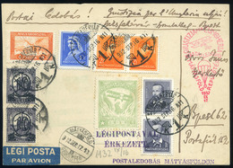 89669 1932 Giustizia Per L'Ungheria Alkalmi Légi Levelezőlap Székesfehérvár-Budapest / Special Airmail Card Székesfehérv - Used Stamps