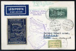 89592 1936 Légi Képeslap Budapest-Siófok Nemzetközi Sporthét A Balatonon Levélzáróval - Used Stamps