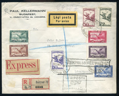 89645 1927 Expressz Ajánlott Légi Levél Budapest-Köln Irányító Bélyegzéssel Liverpoolba / Registered Express Airmail Cov - Used Stamps