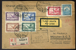 89632 1927 Dekoratív Ajánlott Légi Levél BUDAPEST-MÜNCHEN  Légi Irányító Bélyegzéssel - Used Stamps