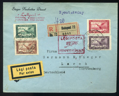 89636 1927 Ajánlott Légi Nyomtatvány Lorchba 'BUDAPEST-MÜNCHEN' Piros Légi Irányító Bélyegzéssel / Registered Airmail Pr - Gebruikt