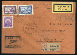 89656 1927 Ajánlott Légi Levél Párizsba 'BUDAPEST - PARIS' Légi Irányító Bélyegzővel - Covers & Documents