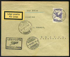 89591 1927 Légi Levél Svájcba 'BUDAPEST - ZURICH' Légi Irányító Bélyegzéssel - Used Stamps