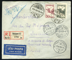 89681 1928. Dekoratív Ajánlott , Légi Levél Svájcba, Lausanne-be  Küldve, Három  Svájci Reptéri Bélyegzésekkel - Used Stamps