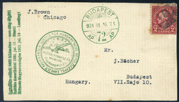 89606 1931 Justice For Hungary óceánrepülés Levelezőlap Az USA-ból Budapestre Küldve. Ritka (ritkább Mint A Hivatalos Dí - Used Stamps
