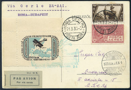 ITALY 1933 Gerle Mediterranean Airmail Postcard To Hungary - Luchtpost