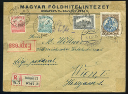 89671 BUDAPEST 1922 (5.dsz). Expressz-ajánlott Légi Levél Madonna-Parlament Bérmentesítéssel Bécsbe Küldve - Gebruikt