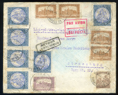 89676 BUDAPEST 1923 (8.dsz). Dekoratív, Madonna-Parlament Vegyes Bérmentesítésű Légi Levél Strassbourgba Küldve - Used Stamps
