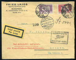 89648 BUDAPEST 1926.Szép Légi Levél Olaszországba Küldve, A Wien-München-Zürich-Milano  útvonalon. - Used Stamps