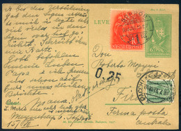 89769 SOPRON 1938. Kiegészített Díjjegyes Levlap Olaszországba Küldve, Portózva - Used Stamps
